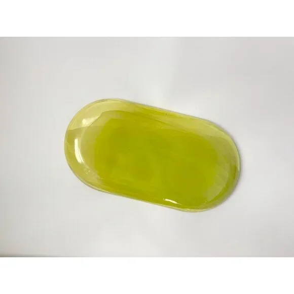 Lemon Lime Swirly Patterned Art Glass Oval Shaped Vintage Decorative Plate - Picture 10 of 13